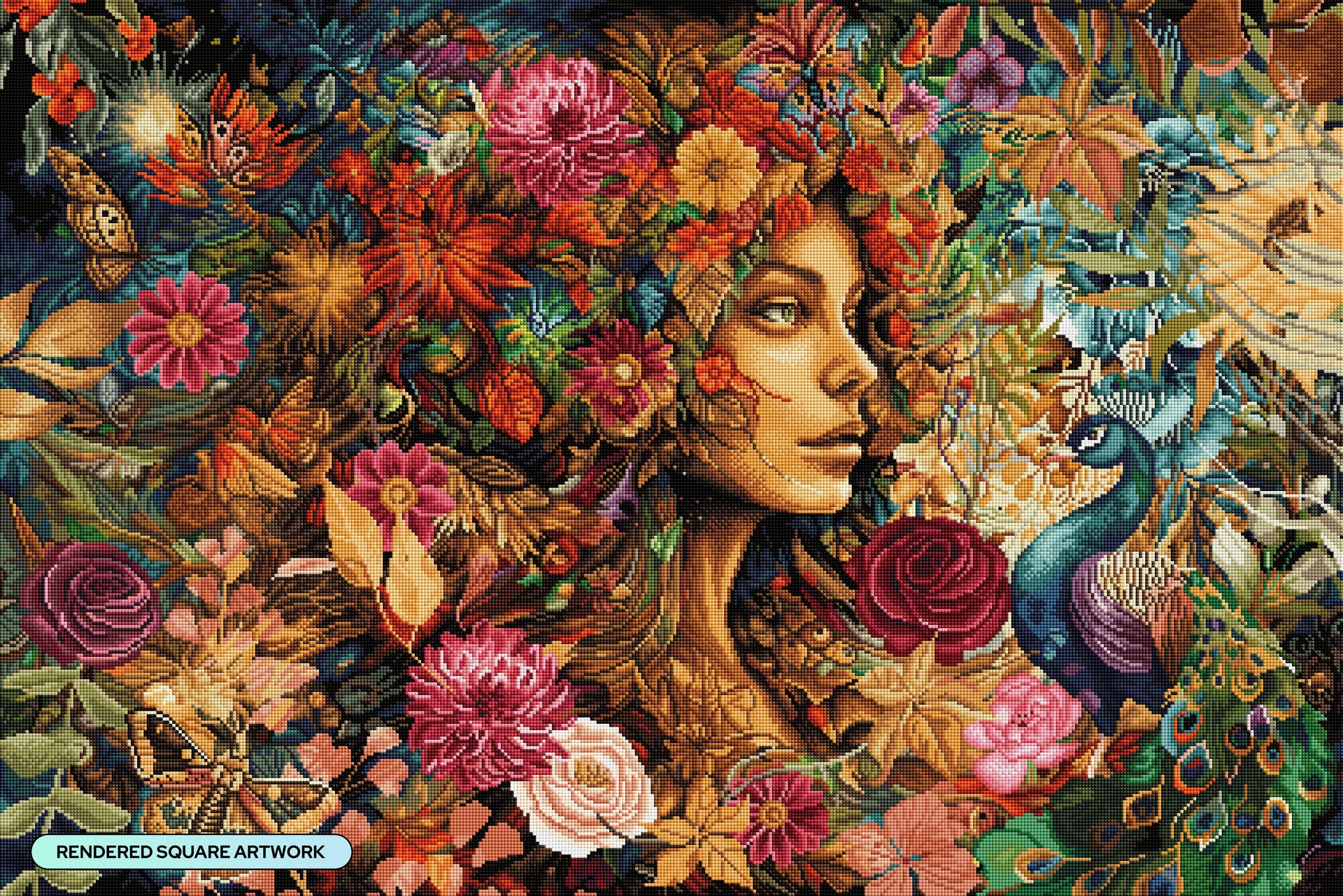 Diamond Painting Mother Earth 41.3" x 27.6" (104.8cm x 69.9cm) / Square with 93 Colors including 3 ABs and 3 Fairy Dust Diamonds / 118,301