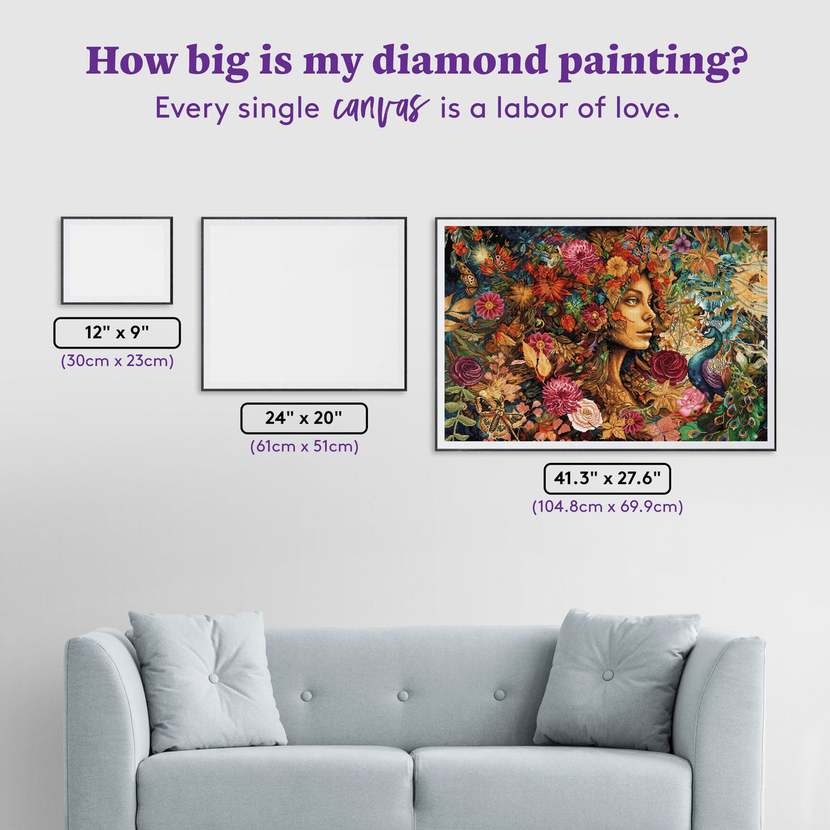 Diamond Painting Mother Earth 41.3" x 27.6" (104.8cm x 69.9cm) / Square with 93 Colors including 3 ABs and 3 Fairy Dust Diamonds / 118,301