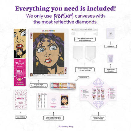 Diamond Painting Mother Gothel 13" x 17" (32.9cm x 42.8cm) / Square with 8 Colors including 1 Electro Diamond and 1 Fairy Dust Diamond / 22,704