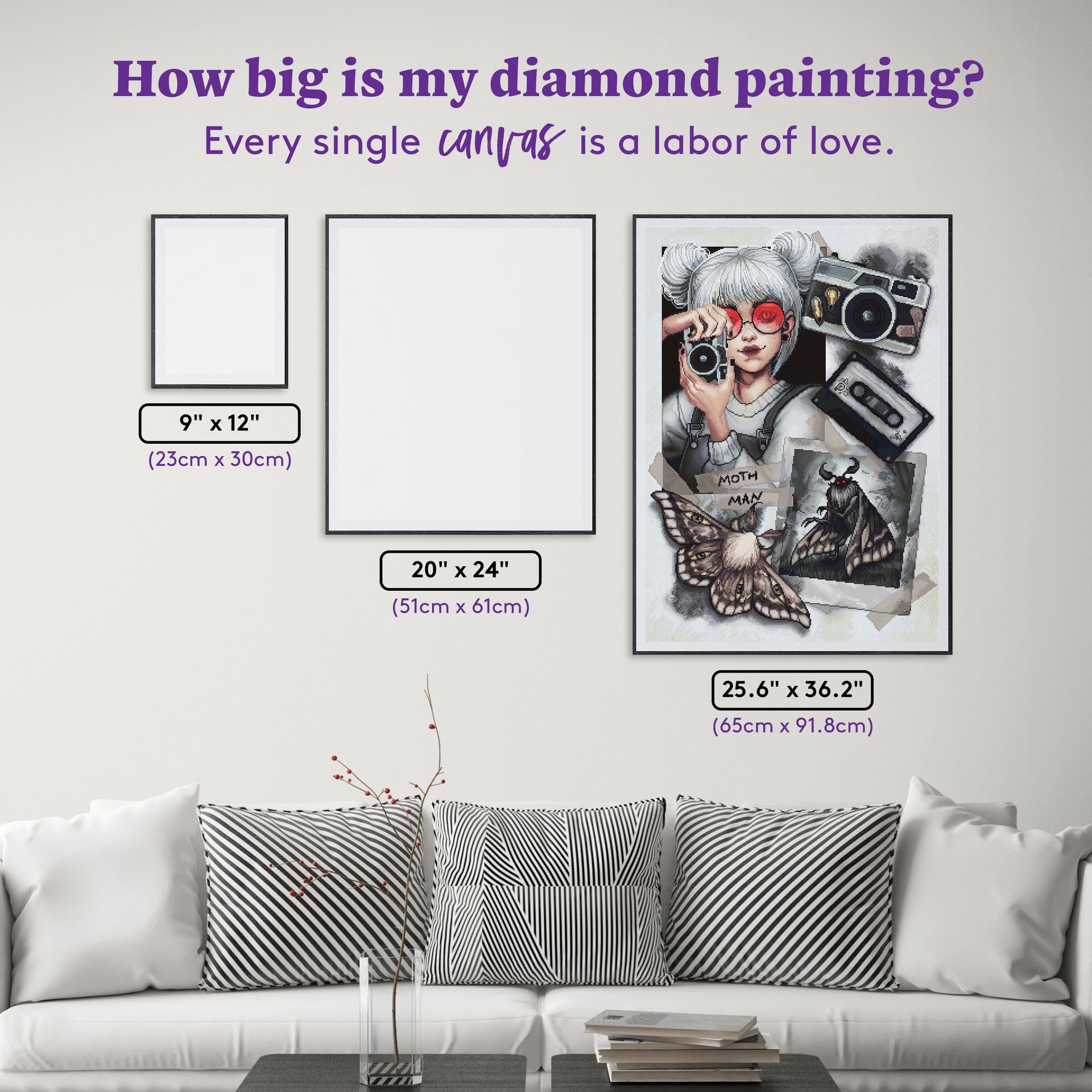 Diamond Painting Mothman 25.6" x 36.2" (65cm x 91.8cm) / Square with 76 Colors including 1 AB and 4 Fairy Dust Diamonds / 96,309