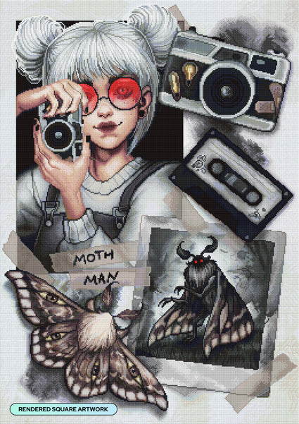 Diamond Painting Mothman 25.6" x 36.2" (65cm x 91.8cm) / Square with 76 Colors including 1 AB and 4 Fairy Dust Diamonds / 96,309
