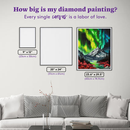 Diamond Painting Mountain Glow 23.6" x 29.5" (60cm x 74.9cm) / Square with 68 Colors including 2 ABs and 1 Iridescent Diamond and 4 Fairy Dust Diamonds / 72,541