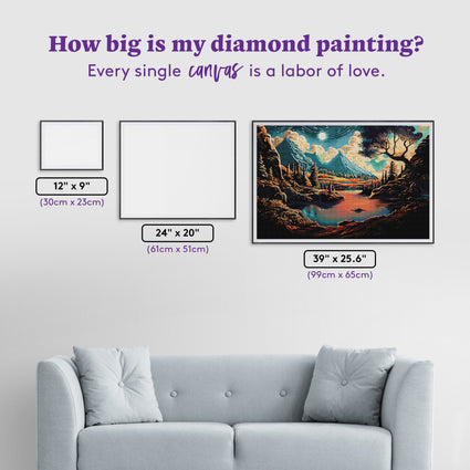 Diamond Painting Mountain Landscape 39" x 25.6" (99cm x 65cm) / Square with 47 Colors including 2 ABs and 3 Fairy Dust Diamonds / 103,617