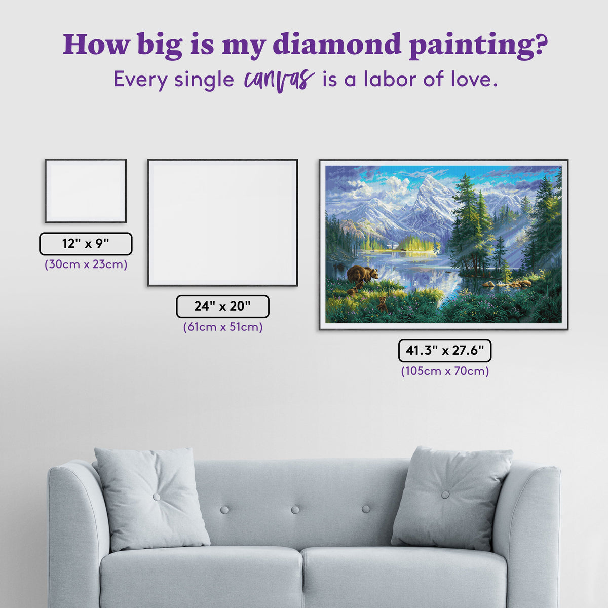 Diamond Painting Mountain Morning 41.3" x 27.6" (105cm x 70cm) / Square with 72 Colors including 5 ABs and 3 Fairy Dust Diamonds / 118,301
