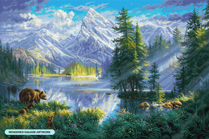 Diamond Painting Mountain Morning 41.3" x 27.6" (105cm x 70cm) / Square with 72 Colors including 5 ABs and 3 Fairy Dust Diamonds / 118,301