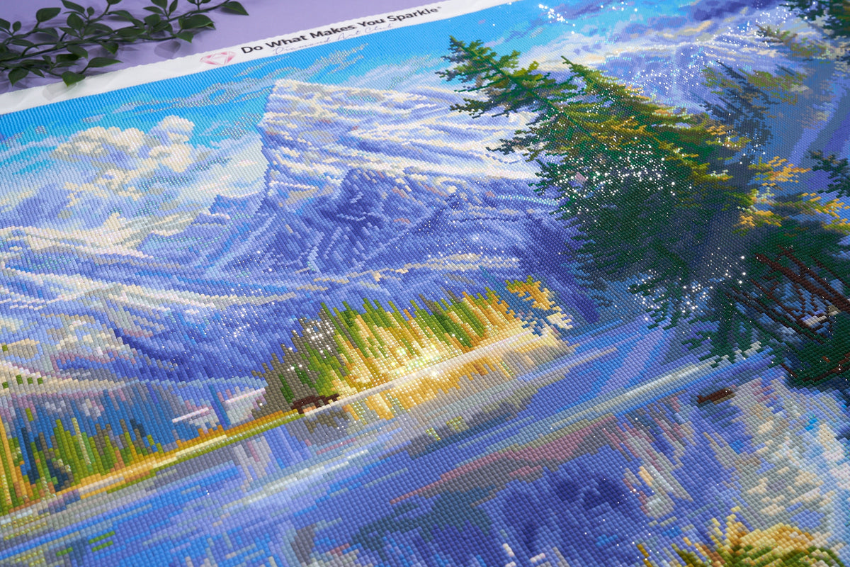 Diamond Painting Mountain Morning 41.3" x 27.6" (105cm x 70cm) / Square with 72 Colors including 5 ABs and 3 Fairy Dust Diamonds / 118,301