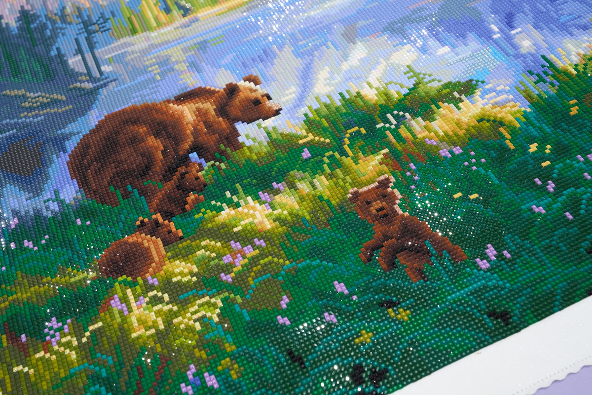 Diamond Painting Mountain Morning 41.3" x 27.6" (105cm x 70cm) / Square with 72 Colors including 5 ABs and 3 Fairy Dust Diamonds / 118,301