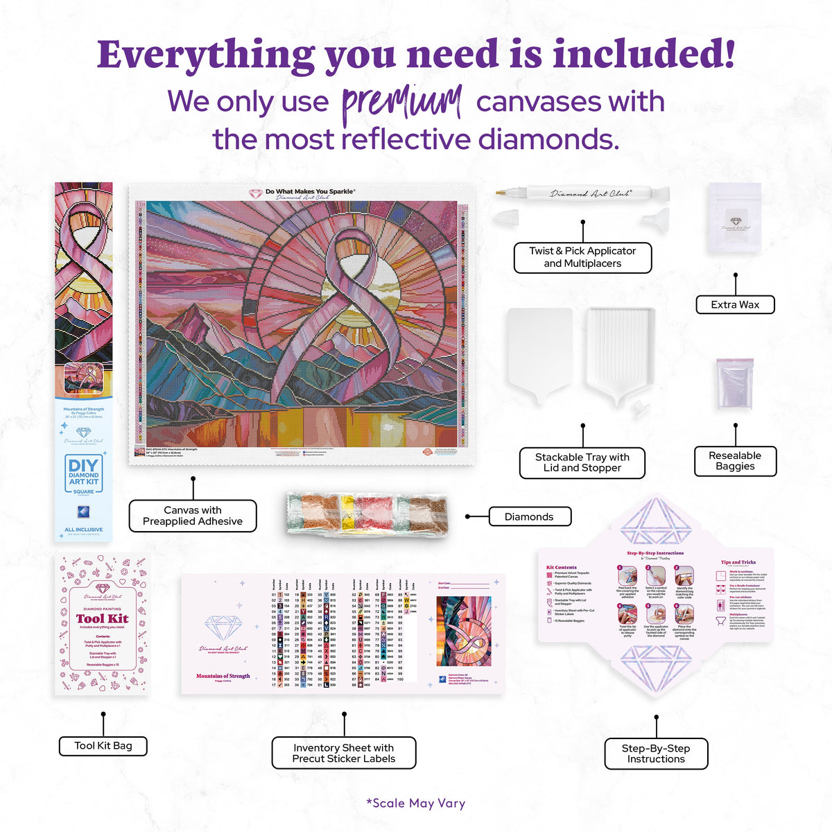 Diamond Painting Mountains of Strength 28" x 22" (70.7cm x 55.8cm) / Square with 88 Colors including 4 ABs and 2 Fairy Dust Diamonds / 63,616