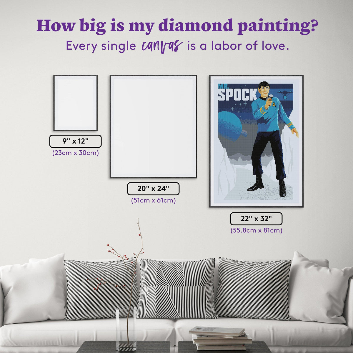 Diamond Painting Mr. Spock 22" x 32" (55.8cm x 81cm) / Square with 23 Colors Including 1 ABs and 1 Iridescent Diamonds and 2 Fairy Dust Diamonds / 72,800