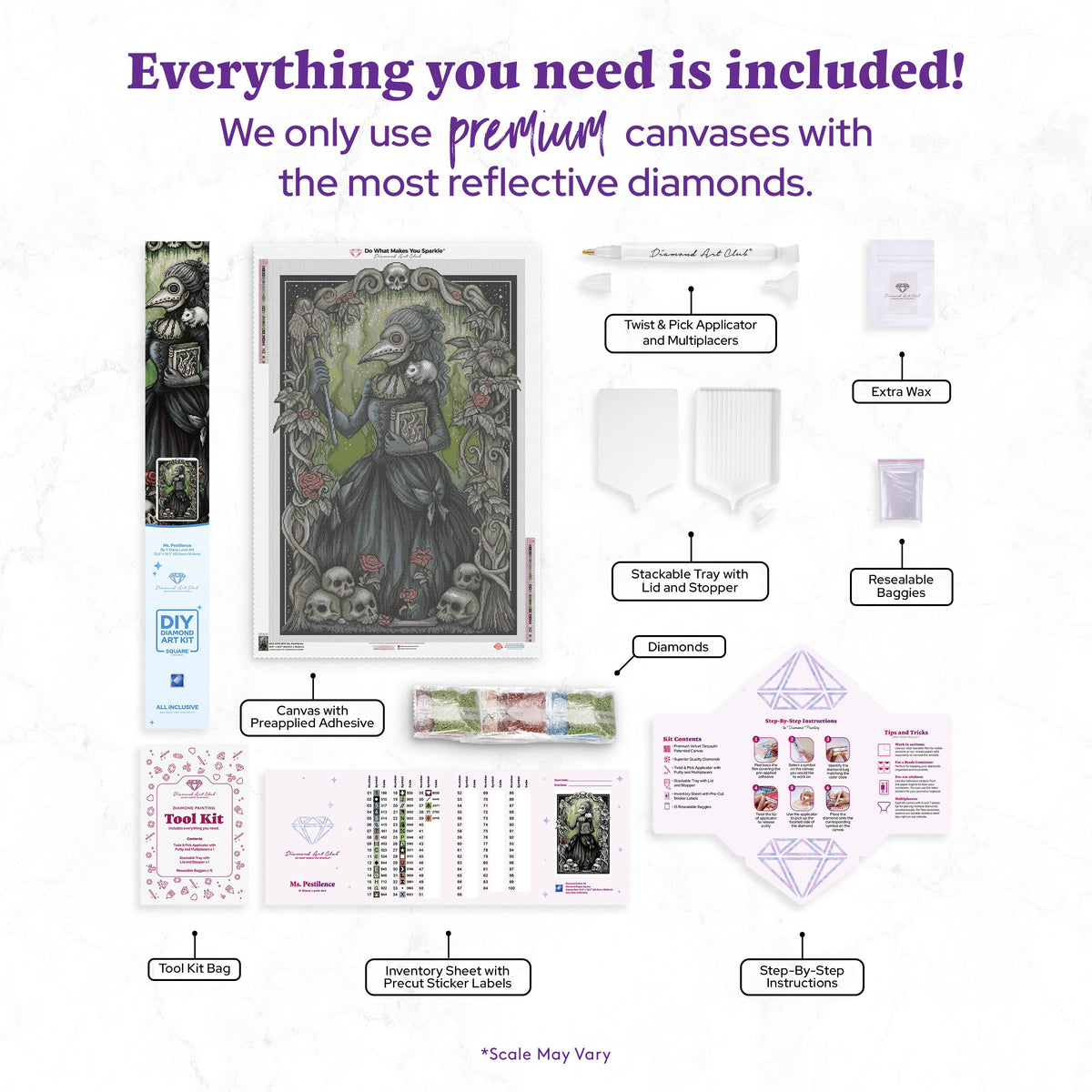 Diamond Painting Ms. Pestilence 25.6" x 38.2" (65cm x 96.8cm) / Square with 39 Colors including 1 AB and 3 Fairy Dust Diamonds / 101,529