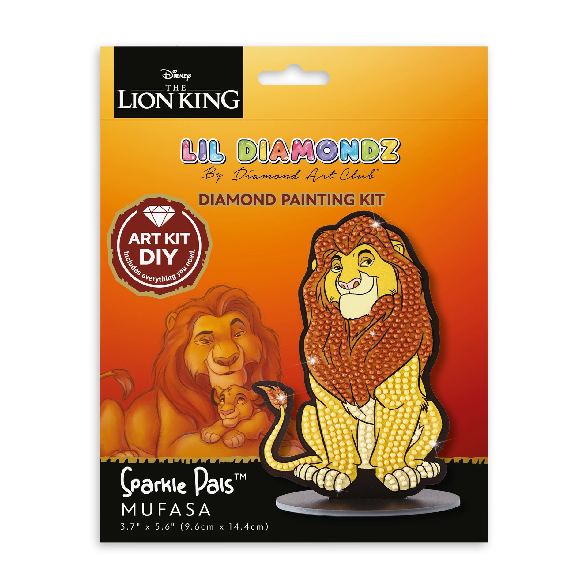 Diamond Painting Mufasa - Sparkle Pals™ 3.7" x 5.6" (9.6cm x 14.4cm) / Round with 3 Colors including 3 Fairy Dust Diamonds / 480