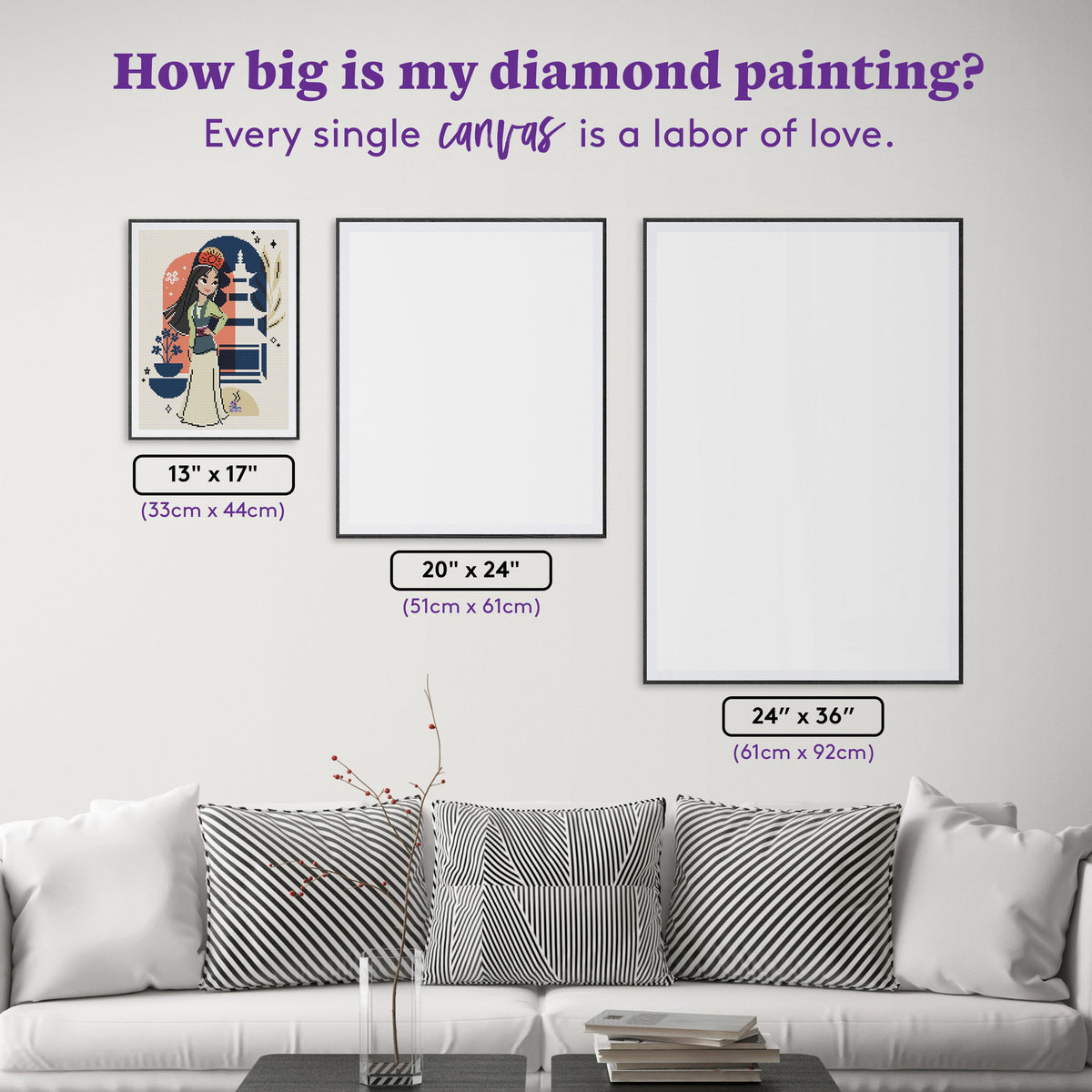 Diamond Painting Mulan - Little Warrior 13" x 17" (33cm x 44cm) / Round with 24 Colors including 1 AB and 1 Iridescent Diamond and 2 Fairy Dust Diamonds / 19,200