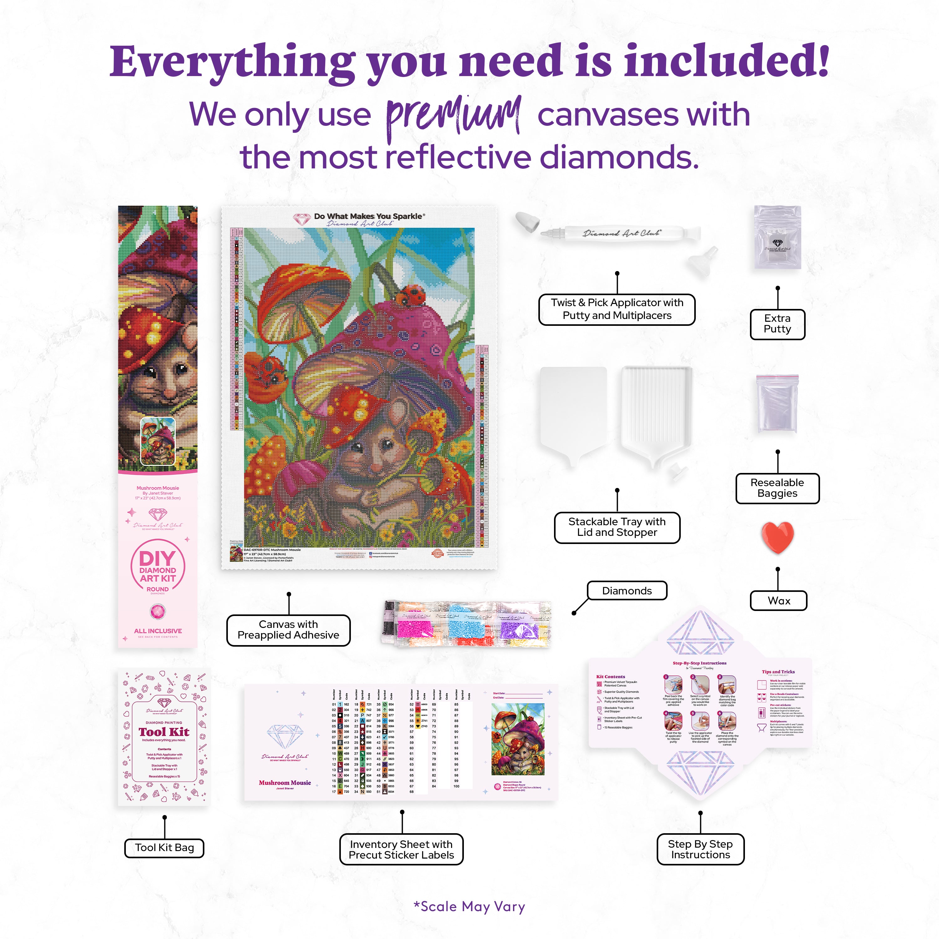 キノコとネズミちゃんのダイヤモンドアートキット – Diamond Art Club