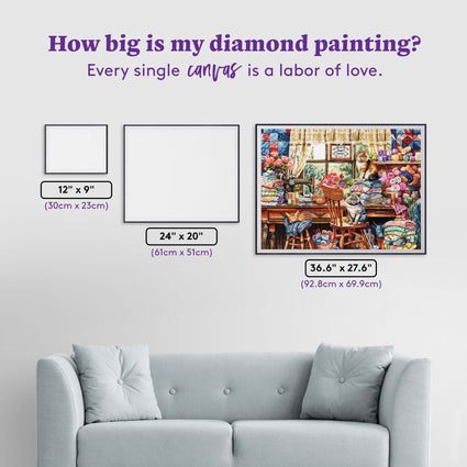Diamond Painting My Sewing Room 36.6" x 27.6" (92.8cm x 69.9cm) / Square With 68 Colors Including 4 ABs and 3 Fairy Dust Diamonds / 104,813