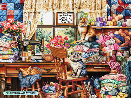 Diamond Painting My Sewing Room 36.6" x 27.6" (92.8cm x 69.9cm) / Square With 68 Colors Including 4 ABs and 3 Fairy Dust Diamonds / 104,813