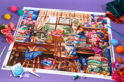 Diamond Painting My Sewing Room 36.6" x 27.6" (92.8cm x 69.9cm) / Square With 68 Colors Including 4 ABs and 3 Fairy Dust Diamonds / 104,813