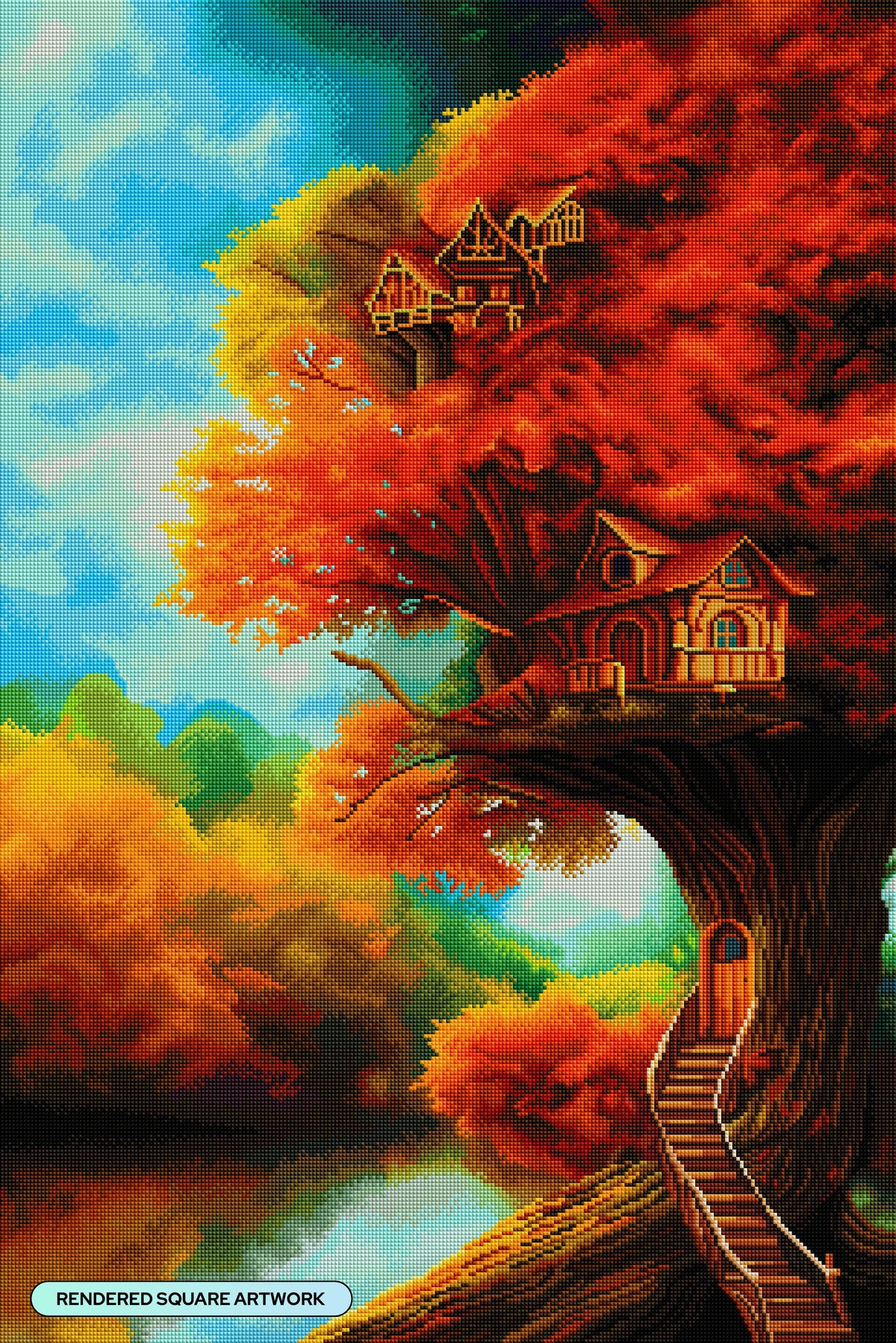 Diamond Painting My Treehouse in Autumn 23.6" x 35.4" (60cm x 89.9cm) / Square with 73 Colors including 3 ABs and 3 Fairy Dust Diamonds / 87,001
