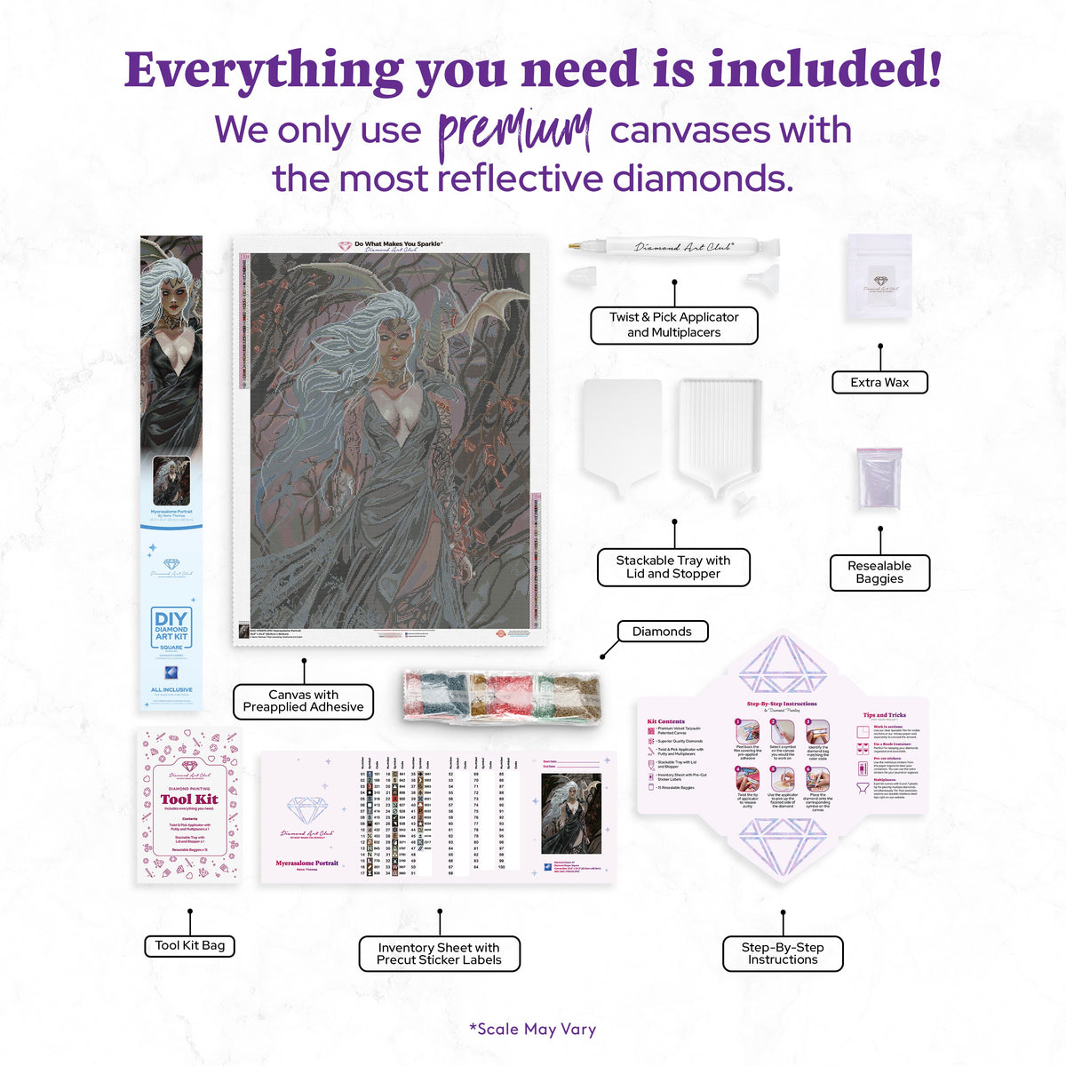 Diamond Painting Myerasalome Portrait 25.6" x 34.3" (65cm x 86.9cm) / Square with 47 Colors including 2 ABs and 2 Fairy Dust Diamonds / 91,089