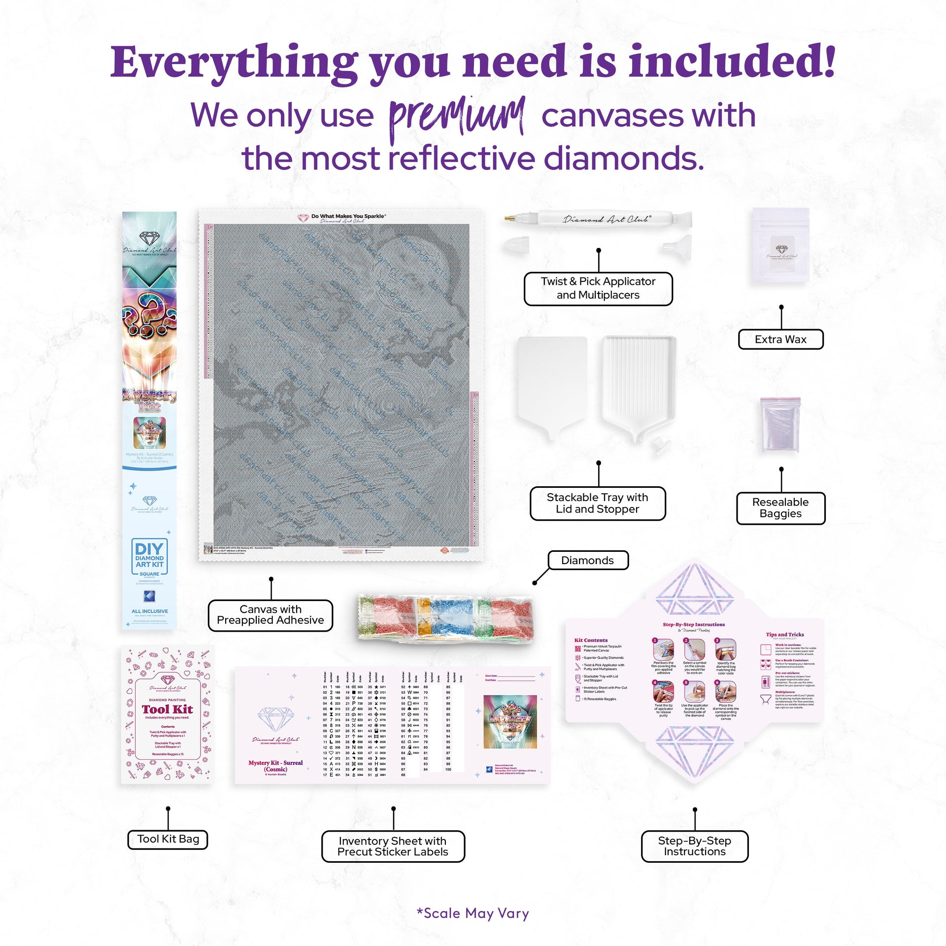 Diamond Painting Mystery Kit #103 - Surreal (Cosmic) 27.6" x 34.7" (69.9cm x 87.9cm) / Square with 64 Colors including 2 ABs and 4 Fairy Dust Diamonds / 99,193