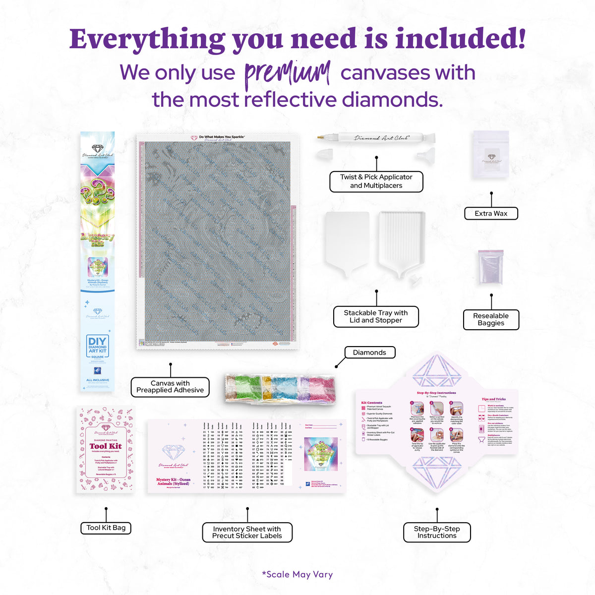 Diamond Painting Mystery Kit #116 - Ocean 25.6" x 35" (65cm x 88.9cm) / Square with 93 Colors including 3 ABs and 5 Fairy Dust Diamonds / 93,177