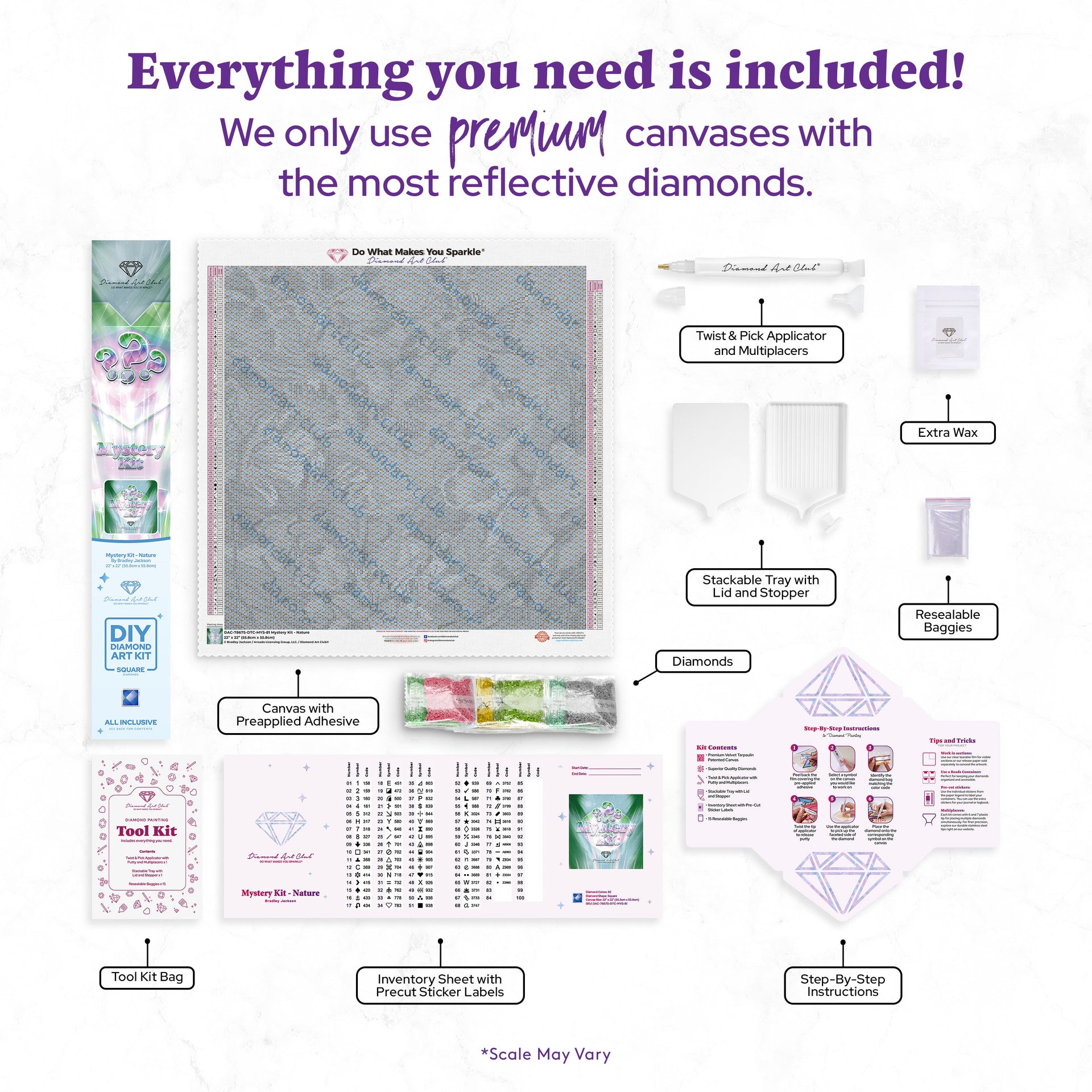 Diamond Painting Mystery Kit #81 - Nature 22" x 22" (55.8cm x 55.8cm) / Square with 82 Colors including 2 ABs and 4 Fairy Dust Diamonds / 50,176