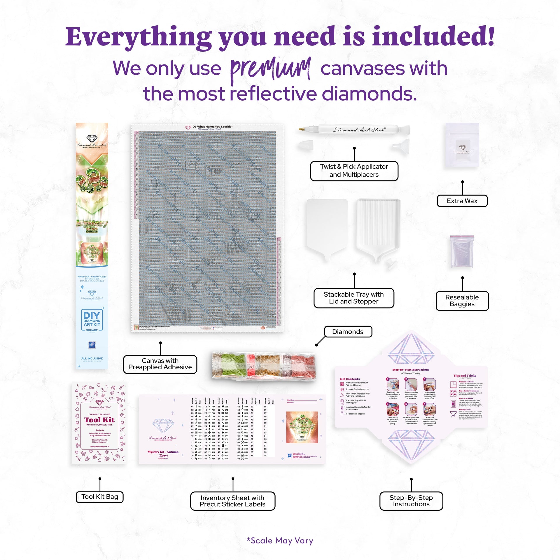 Diamond Painting Mystery Kit #94 - Autumn (Cozy) 27.6" x 39" (69.9cm x 98.8cm) / Square with 68 Colors including 2 ABs and 1 Frosted Diamond and 4 Fairy Dust Diamonds / 111,557