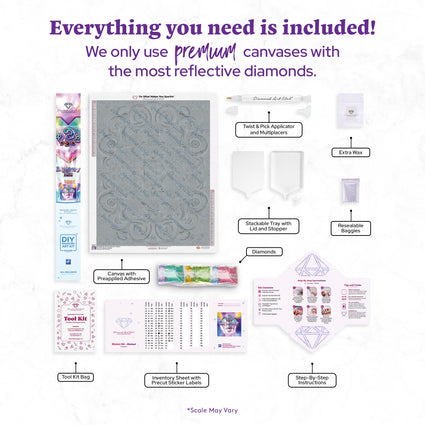 Diamond Painting Mystery Kit - Abstract 25.6" x 32.7" (65cm x 82.9cm) / Square with 48 Colors including 2 ABs and 2 Iridescent Diamonds and 4 Fairy Dust Diamonds / 86,913