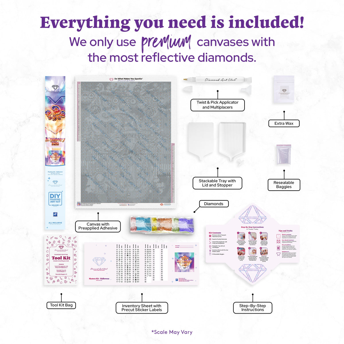 Diamond Painting Mystery Kit - Halloween 25.6" x 34.3" (65cm x 86.9cm) / Square with 65 Colors including 4 ABs and 6 Fairy Dust Diamonds / 91,089