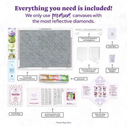 Diamond Painting Mystery Kit - Landscape 37.8" x 27.6" (95.8cm x 69.9cm) / Square with 86 Colors including 1 AB and 6 Fairy Dust Diamonds / 108,185