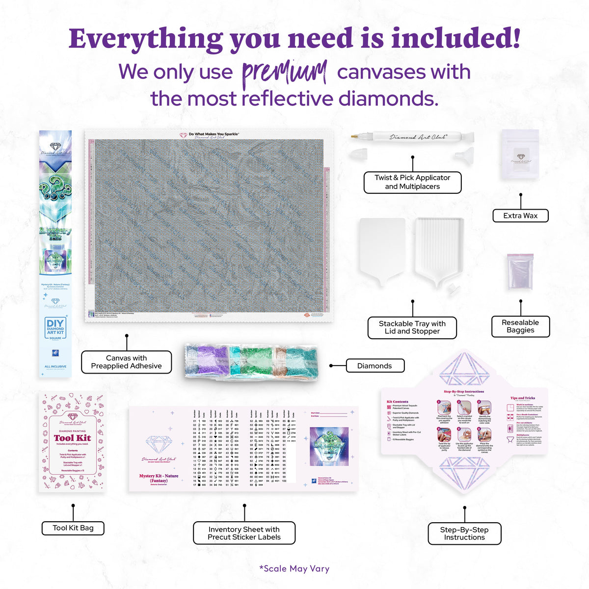 Diamond Painting Mystery Kit - Nature (Fantasy) 36.6" x 27.6" (92.8cm x 69.9cm) / Square with 90 Colors including 3 ABs and 3 Fairy Dust Diamonds / 104,813