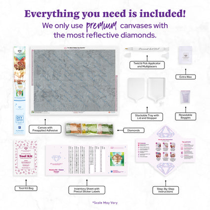 Diamond Painting Mystery Kit - Nature (Forest) 36.6" x 27.6" (92.8cm x 69.9cm) / Square With 62 Colors Including 1 AB and 5 Fairy Dust Diamonds / 104,813