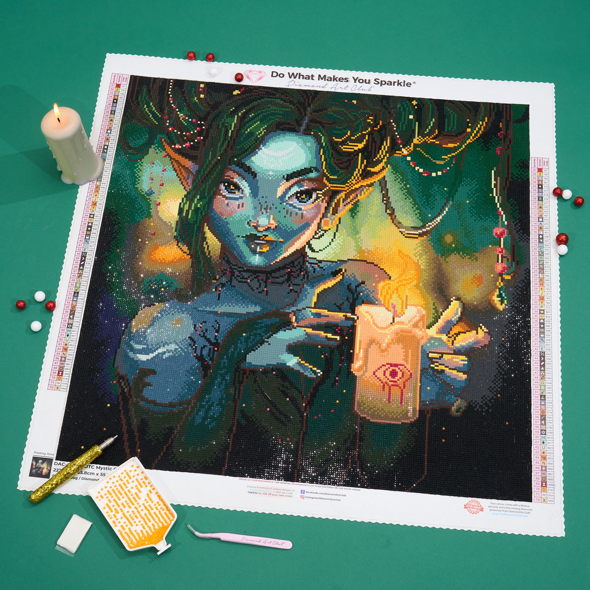 Diamond Painting Mystic Candle 22" x 22" (55.8cm x 55.8cm) / Square with 72 Colors including 2 ABs and 1 Iridescent Diamonds and 3 Fairy Dust Diamonds / 50,176