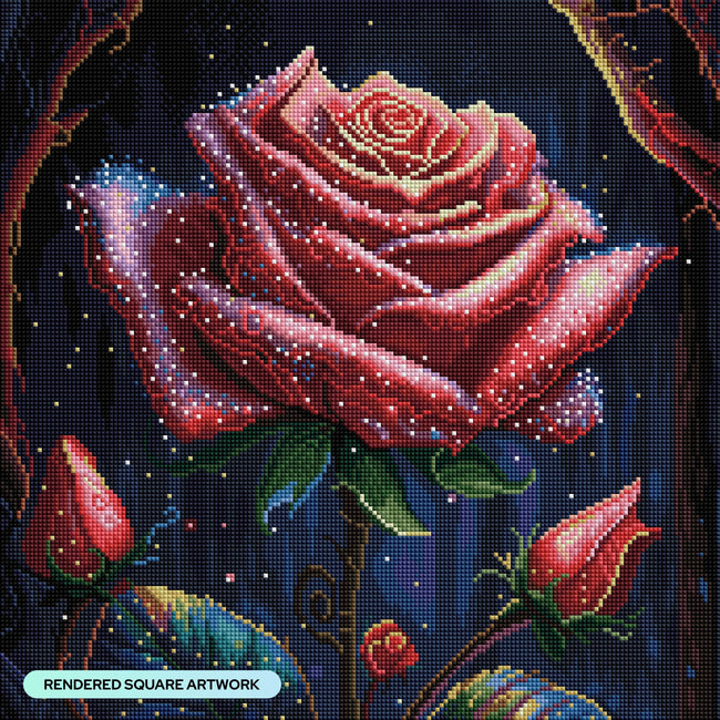 Diamond Painting Mystic Rose 17.3" x 17.3" (43cm x 43cm) / Square with 44 Colors including 3 ABs and 1 Fairy Dust Diamonds / 29,584