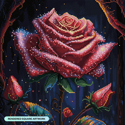 Diamond Painting Mystic Rose 17" x 17" (42.8cm x 42.8cm) / Square with 44 Colors including 3 ABs and 1 Fairy Dust Diamond / 29,584