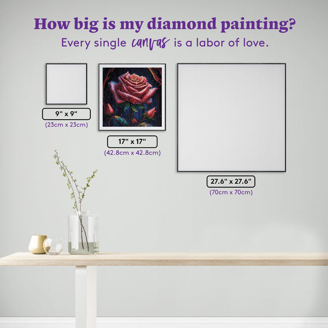 Diamond Painting Mystic Rose 17" x 17" (42.8cm x 42.8cm) / Square with 44 Colors including 3 ABs and 1 Fairy Dust Diamond / 29,584