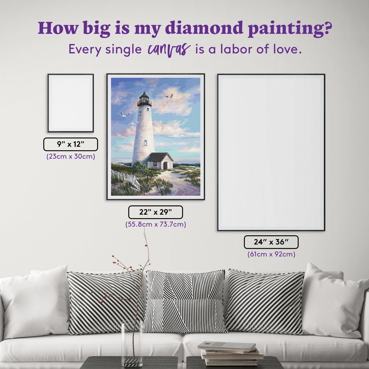 Diamond Painting Nantucket 22" x 29" (55.8cm x 73.7cm) / Square With 55 Colors Including 5 Fairy Dust Diamonds / 66,304