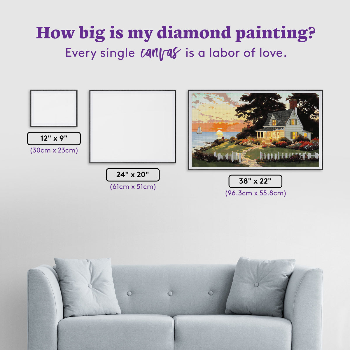 Diamond Painting Nantucket Sunset 38" x 22" (96.3cm x 55.8cm) / Square with 67 Colors including 2 ABs and 5 Fairy Dust Diamonds / 86,688