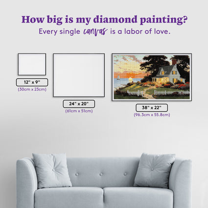 Diamond Painting Nantucket Sunset 38" x 22" (96.3cm x 55.8cm) / Square with 67 Colors including 2 ABs and 5 Fairy Dust Diamonds / 86,688