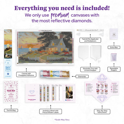 Diamond Painting Nantucket Sunset 38" x 22" (96.3cm x 55.8cm) / Square with 67 Colors including 2 ABs and 5 Fairy Dust Diamonds / 86,688