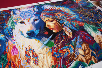 Diamond Painting Native Princess 38.6" x 27.6" (98cm x 70cm) / Square with 71 Colors including 4 ABs and 3 Fairy Dust Diamonds / 110,433