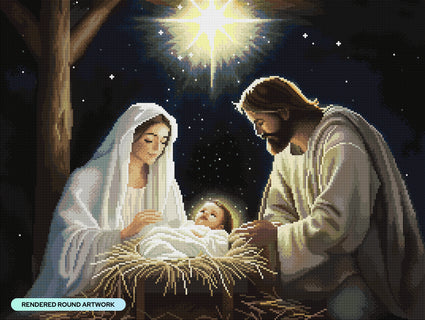 Diamond Painting Nativity 29" x 22" (73.7cm x 55.6cm) / Round with 47 Colors including 2 ABs and 2 Fairy Dust Diamonds / 54,136