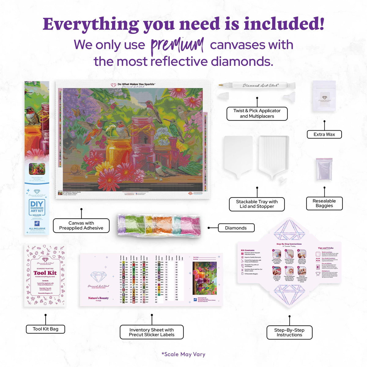 Diamond Painting Nature's Bounty 30" x 22" (75.9cm x 55.8cm) / Square with 65 Colors including 2 ABs and 3 Fairy Dust Diamonds / 68,320