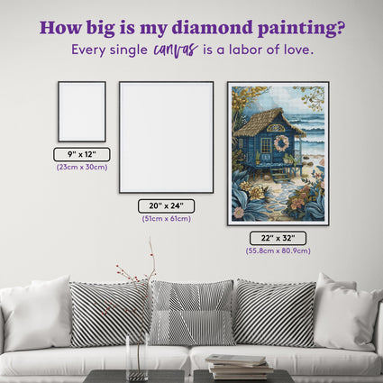Diamond Painting Nautical Dream Beach Hut 22" x 32" (55.8cm x 80.9cm) / Square with 73 Colors including 1 AB and 2 Fairy Dust Diamonds / 72,800