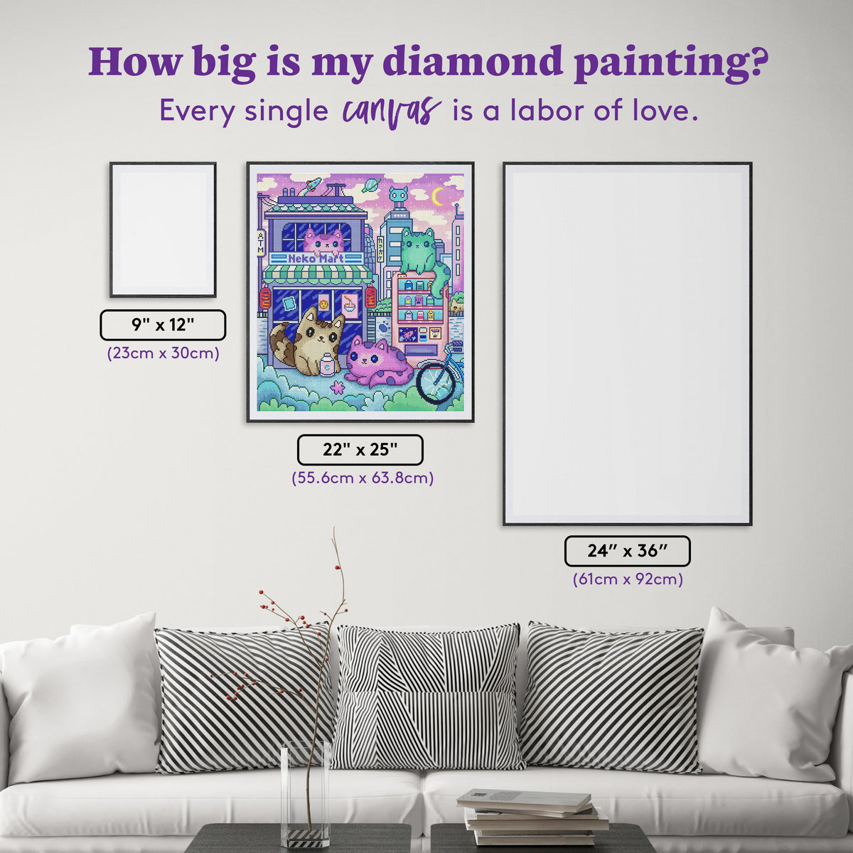 Diamond Painting Neko Mart 22" x 25" (55.6cm x 63.8cm) / Round with 50 Colors including 3 ABs and 3 Fairy Dust Diamonds / 46,864