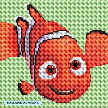 Diamond Painting Nemo 9" x 9" (22.8cm x 22.8cm) / Round with 23 Colors including 1 AB and 2 Fairy Dust Diamonds / 6,889