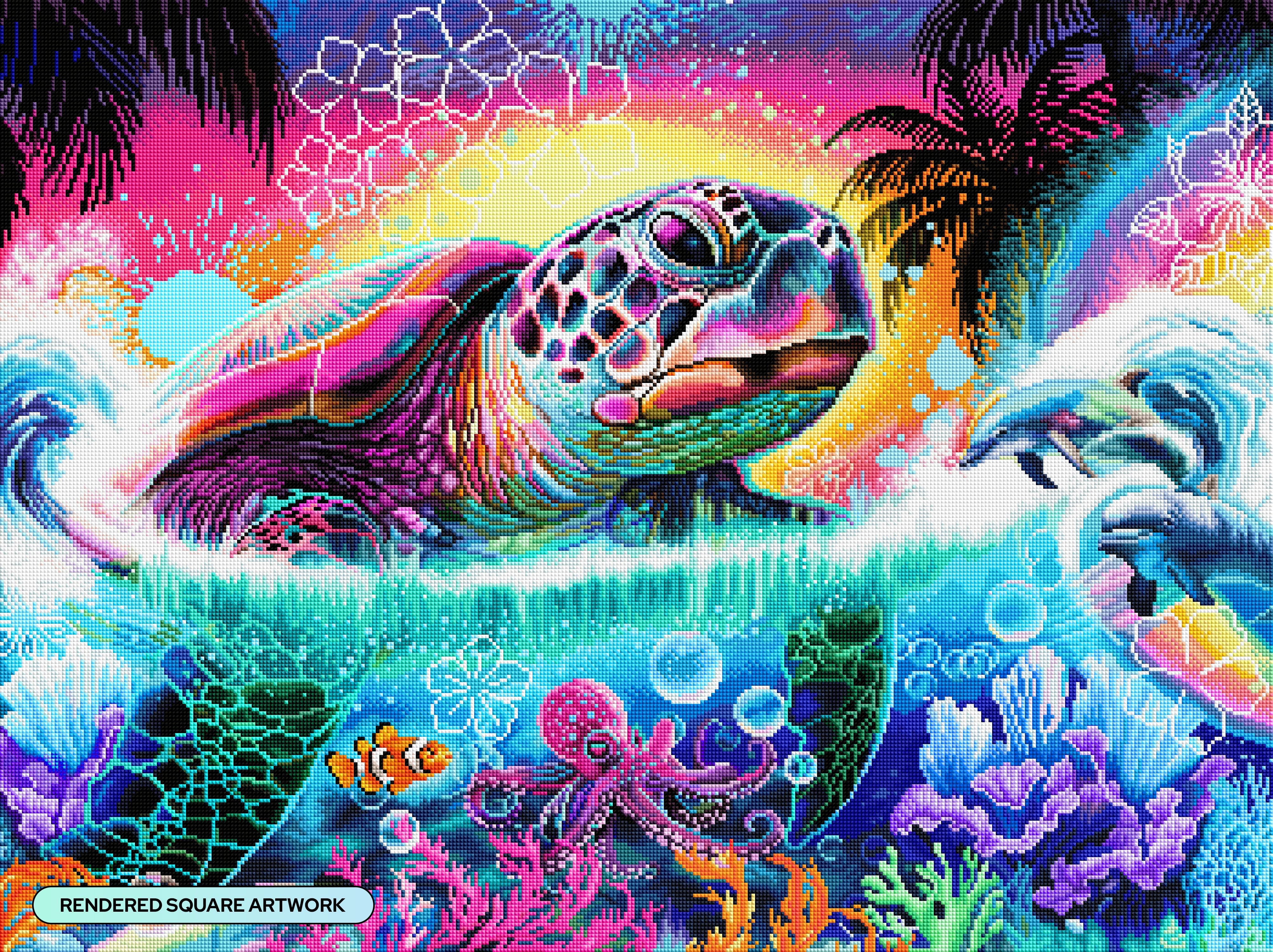 Neon Vibes Sea Turtle – Diamond Art Club