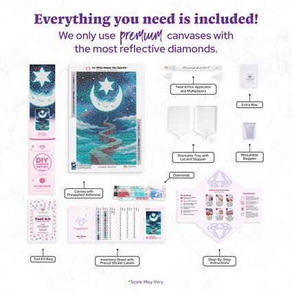 Diamond Painting New Moon 13" x 20" (32.8cm x 50.7cm) / Round With 36 Colors Including 2 ABs, 1 Fairy Dust Diamonds and 1 Glow in the Dark Diamonds / 21,177