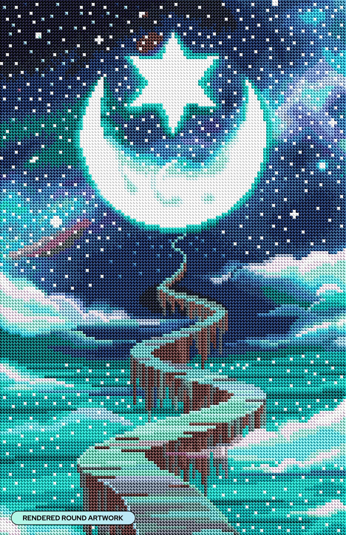 Diamond Painting New Moon 13" x 20" (32.8cm x 50.7cm) / Round With 36 Colors Including 2 ABs, 1 Fairy Dust Diamonds and 1 Glow in the Dark Diamonds / 21,177