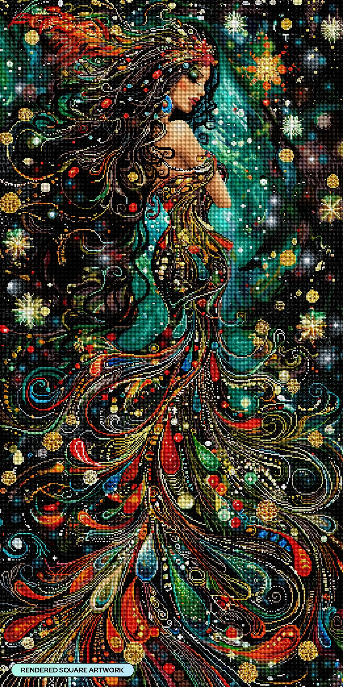 Diamond Painting New Year's Garlands 25.6" x 51.2" (65cm x 129.9cm) / Square With 82 Colors Including 3 ABs and 1 Iridescent Diamond and 1 Frosted Diamond and 3 Fairy Dust Diamonds / 136,242