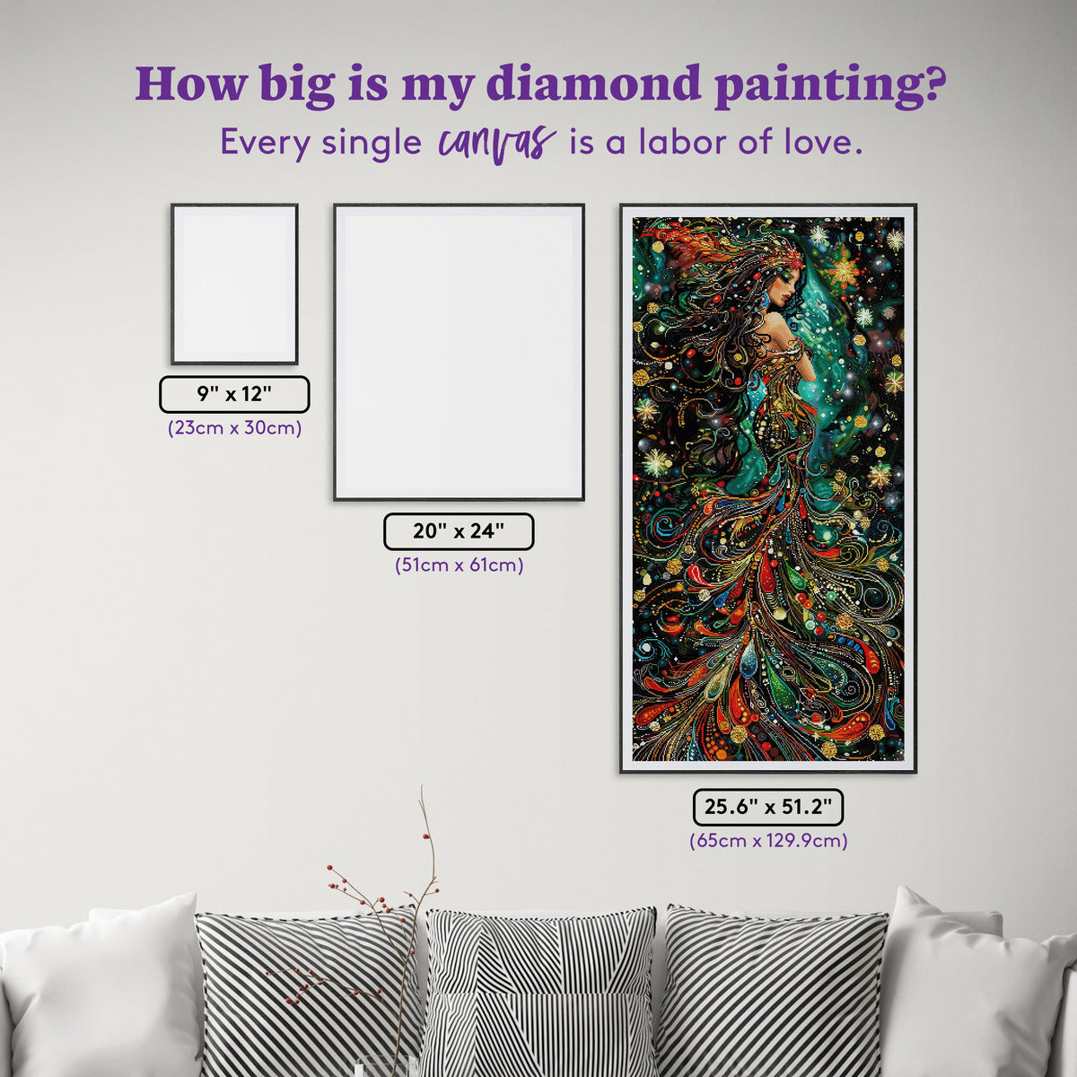 Diamond Painting New Year's Garlands 25.6" x 51.2" (65cm x 129.9cm) / Square With 82 Colors Including 3 ABs and 1 Iridescent Diamond and 1 Frosted Diamond and 3 Fairy Dust Diamonds / 136,242